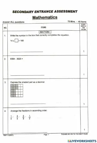 S.E.A. Math Practice