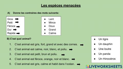 Les espèces menacées
