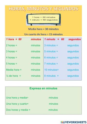 Horas, minutos y segundos