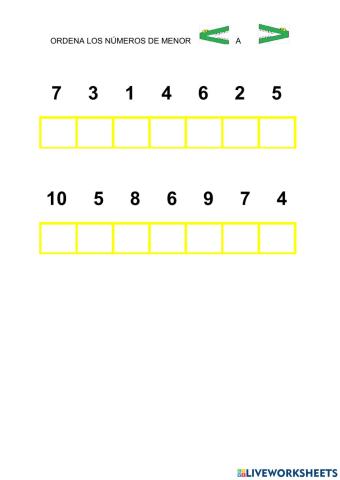 Ordenar números de menor a mayor