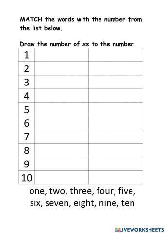 Numbers 01-10