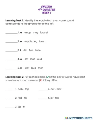 English 4th Quarter Week 1