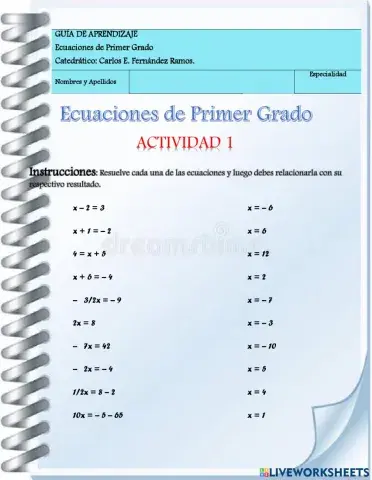 Ecuaciones de Primer grado