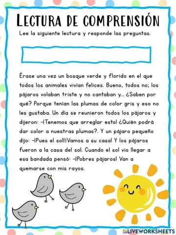 Lectura de comprension: el arcoiris de los pajaros