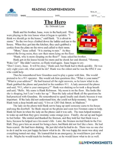 Reading Comprehension Quiz