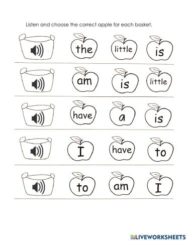 High Frequency Words Baskets