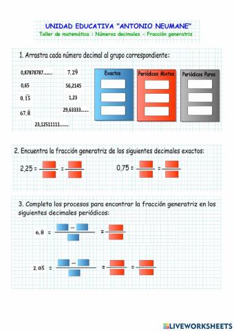 fracciones generatrices