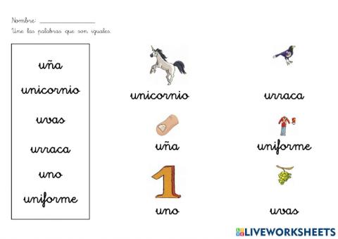 Vocal u palabras iguales