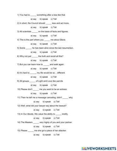 Correct use of terms Speak, Say, Tell