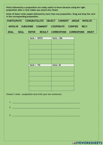 Verbs + prepositions