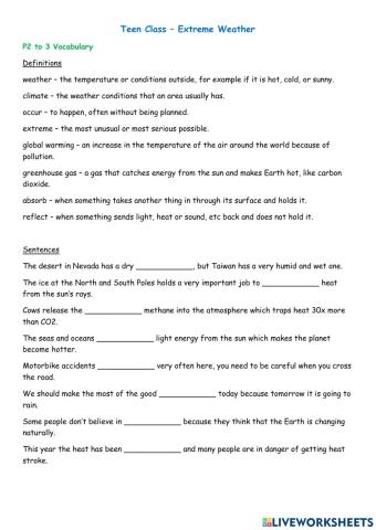 Extreme Weather p2-3 Vocab Fill-in