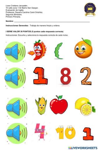 Evaluación de Inglés