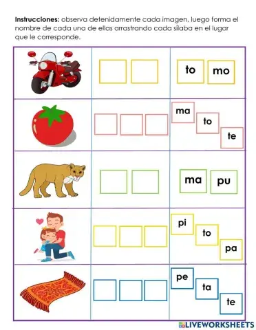 Palabras con m, p, t