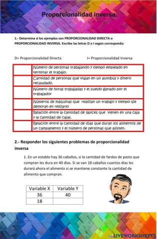 Proporcionalidad inversa