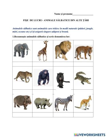 Animale sălbatice din alte țări