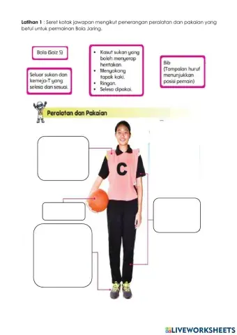 Latihan 1: peralatan dan pakaian netball