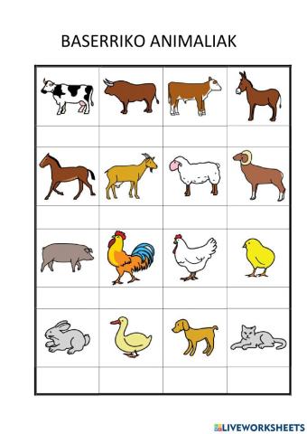 Baserriko animaliak  idatzi