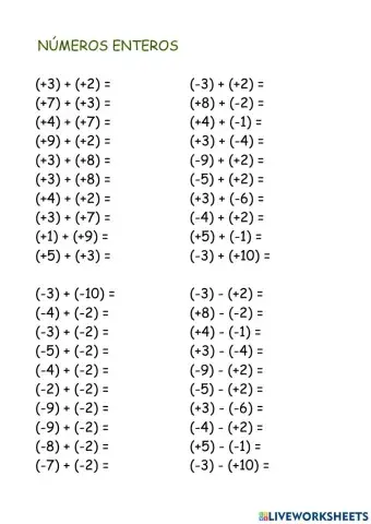 NÚMEROS ENTEROS 1
