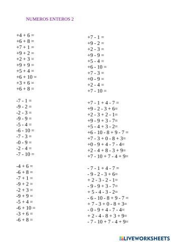 NÚMEROS ENTEROS 2