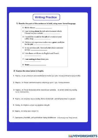 Writing practice - job application