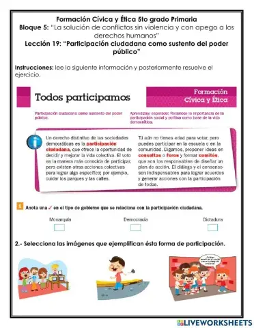 Bloque 5: La solución de conflictos sin violencia y con apego a los derechos humanos