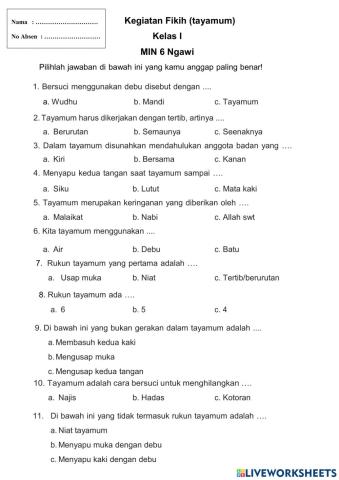 Kegiatan fikih (tayamum)