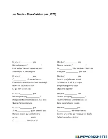 Joe Dassin - Et si tu n'existais pas