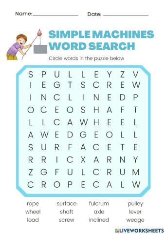 Simple machines wordsearch