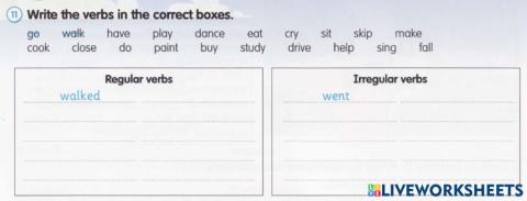 Past simple - irregular verbs, regular verbs