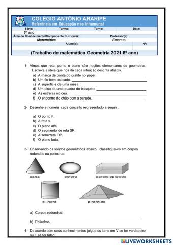 Geometria 6º ano