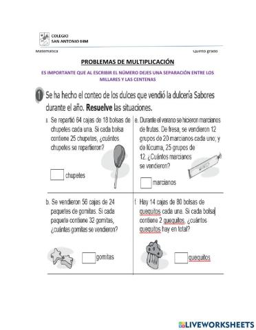 Problemas de multiplicación