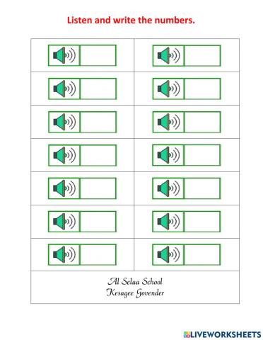 Write numbers 45 to 58