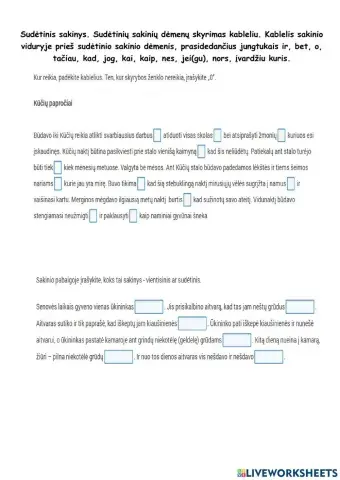 Sudėtinio sakinio skyryba, 5 kl.