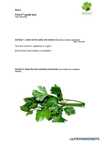 First 2nd grade test