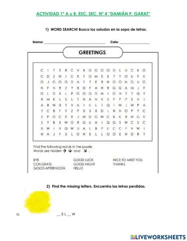 Numbers, greetings, colours