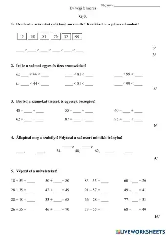 Év végi gyakorlás 3.
