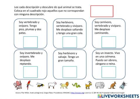Descripción animales