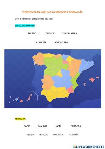 Provincias Castilla La Mancha y Andalucía