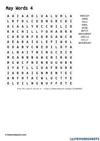 May Words 4 Wordsearch
