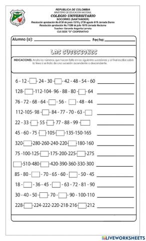 Secuencias ascendentes y descendentes.