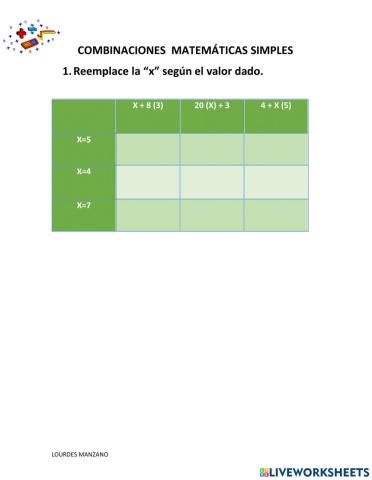 Combinaciones matemáticas simples
