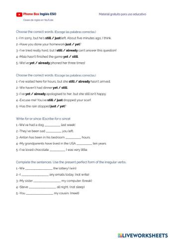 3ºESO-Present Perfect.ejercicio.2