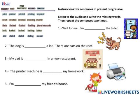 Homework verbs 36 pres prog