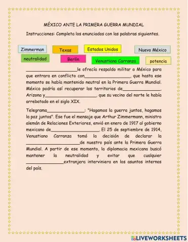 México ante la Primera  Guerra Mundial