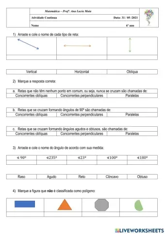 Retas, ângulos e polígonos