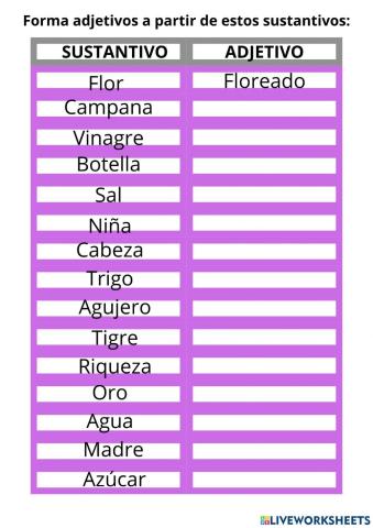 Sustantivos- Adjetivos