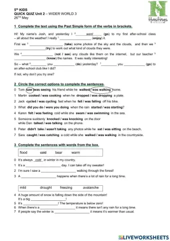 Review Unit 2 Wider World