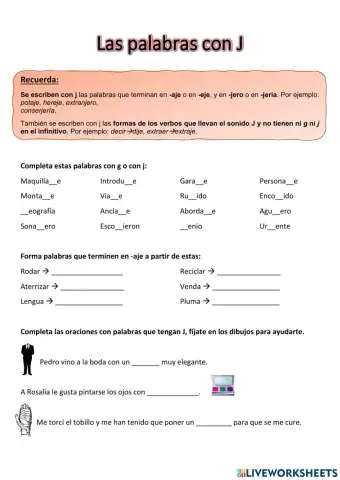 Palabras con J