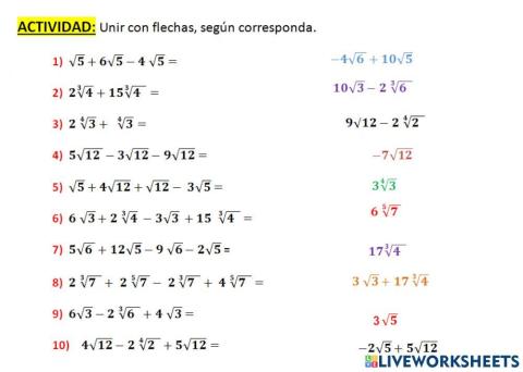 Operaciones con radicales