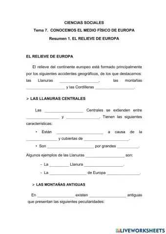 El relieve de Europa